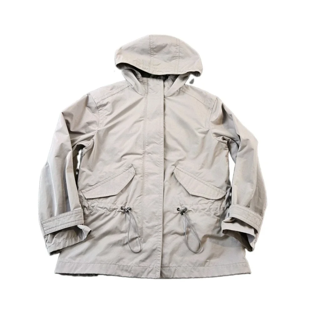 Coach Women's Lightweight Rain Jacket Full Zip Hooded Cinch Waist Pockets XS